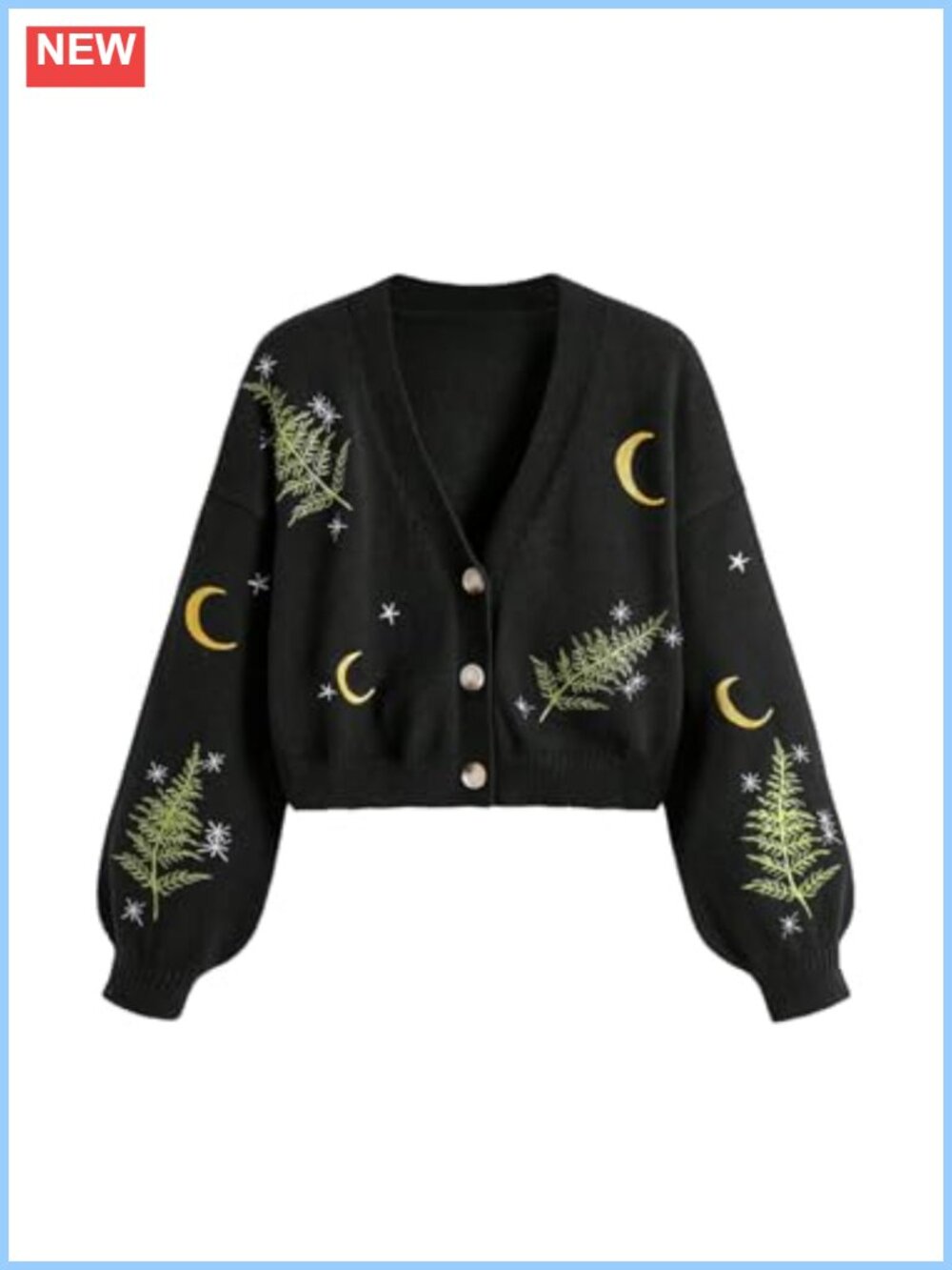 Goth Cardigan Button Up Halloween Sweater Witchy Cropped V Neck Knit
